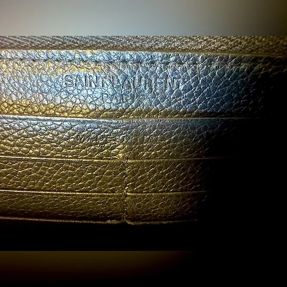 YSL Zip Around Wallet Saint Laurent Black Leather Silver Logo Discontinued RARE - Picture 13 of 16
